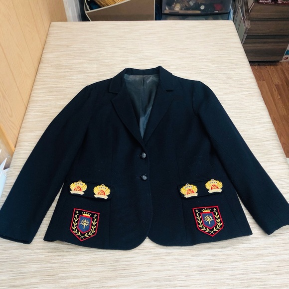 Vintage NCI Collections Navy Wool Blazer with Patches - Picture 9 of 16